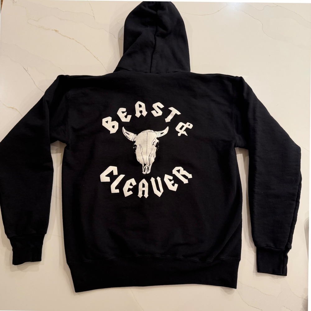 Beast & Cleaver Seattle Butcher Shop Black‎ Zip Up Hoodie Skull Men's Size Small